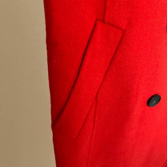 Zara Double Faced Wool Blend Double Breasted Coat, Red - Picture 7 of 9